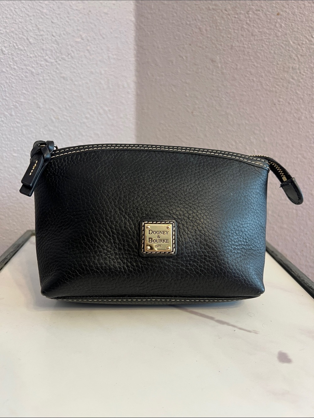 Dooney & Bourke Black Pebbled Leather Cosmetic Case